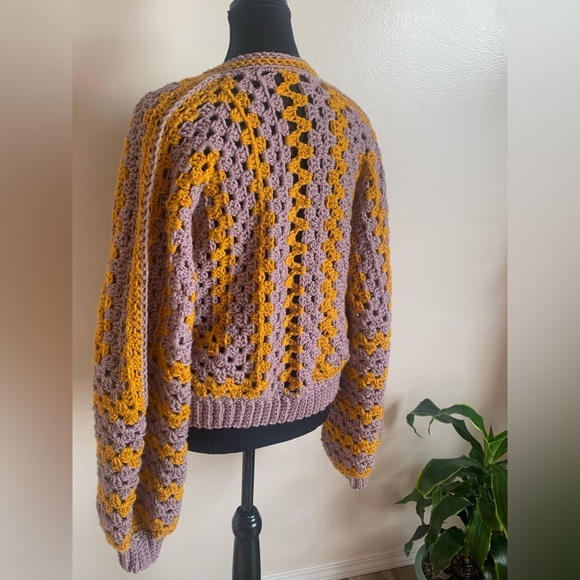 Handmade Oversized Crochet Granny Square Cardigan Sweater - Picture 2 of 2